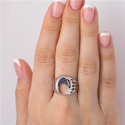 Серебряное кольцо с синими фианитами - 656