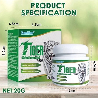 Уценка Мазь TIGER Ointment, для снятия боли в мышцах шеи и поясницы, 20гр, срок 01.10.2024