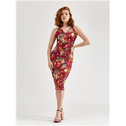 Платье "Nice" масло OD-632-4 цветы на бордовом