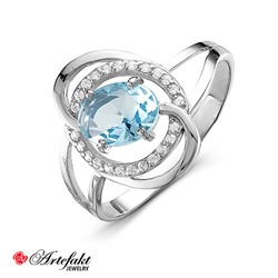 Серебряное кольцо с голубым фианитом - 513