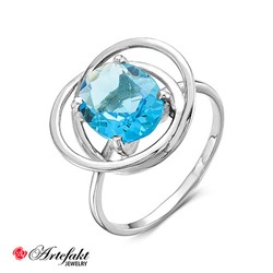 Серебряное кольцо с голубым фианитом - 552