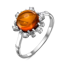 Серебряное кольцо с натуральным янтарем - 634