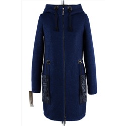 02-1346 Пальто женское утепленное (пояс) Букле синий