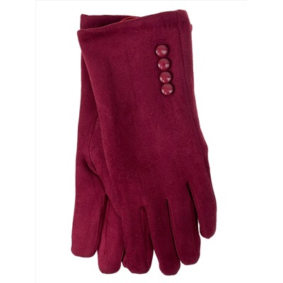 Женские утепленные велюровые перчатки, цвет бордовый