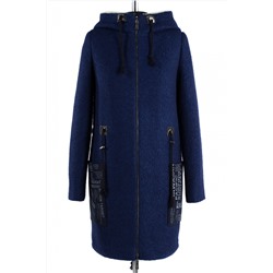 02-1332 Пальто женское утепленное (пояс) Букле синий