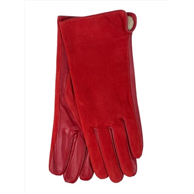 Женские демисезонные перчатки из натуральной кожи и замши, цвет красный
