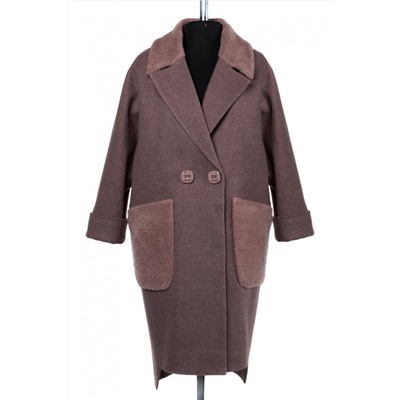 02-2553 Пальто женское утепленное валяная шерсть грязно-розовый