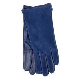 Женские демисезонные перчатки из натуральной кожи и замши, цвет синий
