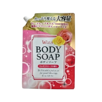 Крем-мыло для тела "Wins Body Soap Rose" с розовым маслом и богатым ароматом 900 г, мягкая упаковка с крышкой