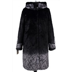 02-1275 Пальто шуба искусственная женская Искусственный мех черно-серый