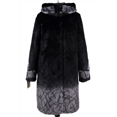 02-1275 Пальто шуба искусственная женская Искусственный мех черно-серый