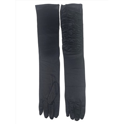 Элегантные длинные женские перчатки из атласа, цвет черный