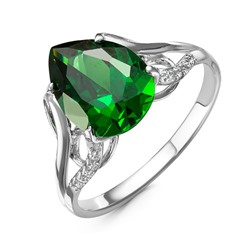 Серебряное кольцо с фианитом зеленого цвета 305