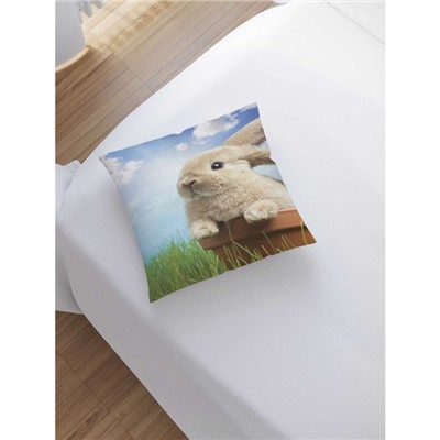 Наволочка декоративная «Кролик в траве», размер 45 х 45 см, вшитая молния