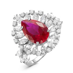 Серебряное кольцо с фианитом цвета рубин 078