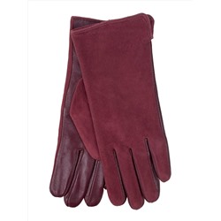 Женские демисезонные перчатки из натуральной кожи и замши, цвет бордовый