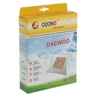 Синтетический пылесборник Ozone micron M-15, 5 шт (Daewoo)