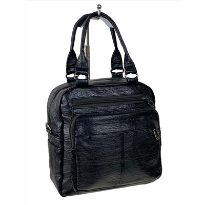 Женская сумка-рюкзак трансформер из искусственной кожи цвет черный