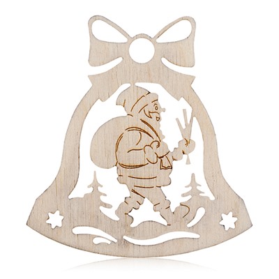 Деревянная подвеска для раскрашивания Новогодний колокольчик с Дедом Морозом