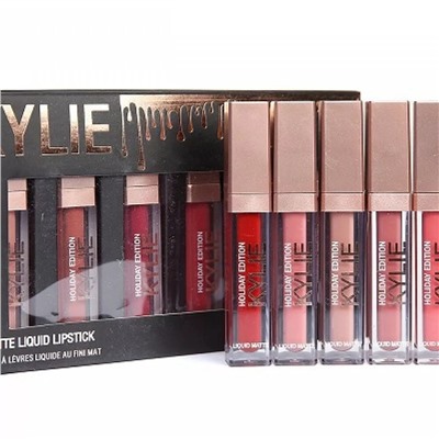 Помада жидкая матовая Kylie Holiday Edition Liquid Matte Lipstick (6шт) В золотой колпачок