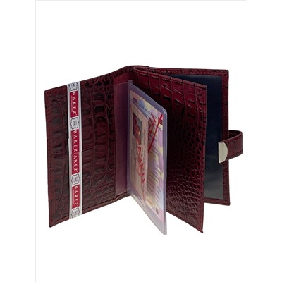 Обложка для паспорта и автодокументов из натуральной кожи, цвет бордовый