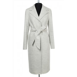 02-2944 Пальто женское утепленное (пояс) валяная шерсть Бело-серый