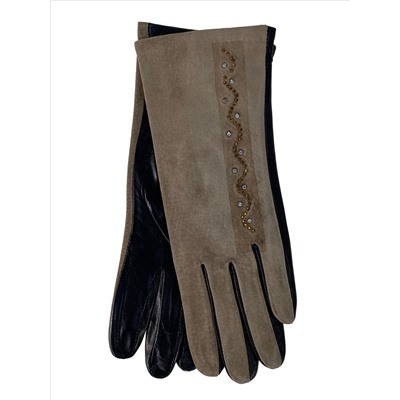 Комбинированные женские перчатки, цвет светло-бежевый