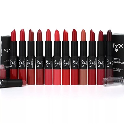 Помада-блеск матовая NYX Matte Lipgloss Lipstick 2в1 №2 (12шт)