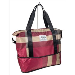 Дорожная сумка из текстиля, цвет бордовый с бежевым