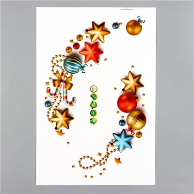 Наклейка пластик интерьерная цветная "Новогодние шары" 20х30 см