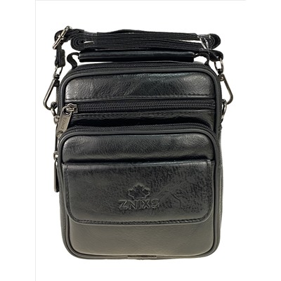 Кожаная мужская сумка через плечо для документов, цвет чёрный