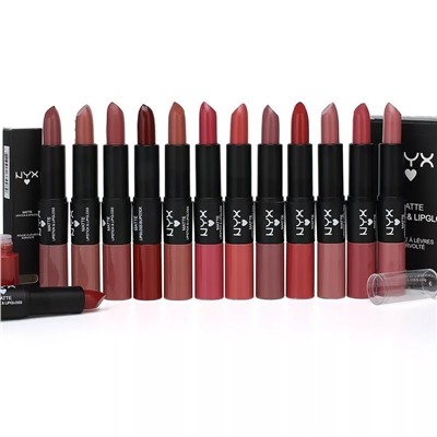 Помада-блеск матовая NYX Matte Lipgloss Lipstick 2в1 №1 (12шт)