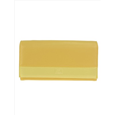 Женский кошелёк-портмоне из мягкой натуральной кожи, цвет желтый