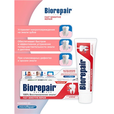 Biorepair Fast Sensitive Repair / Зубная паста для чувствительных зубов 75 мл