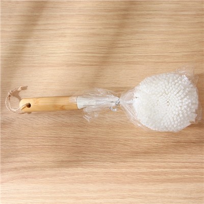 Ёрш для посуды Доляна Meli, бамбуковая ручка, EVA, шар, 26×10 см