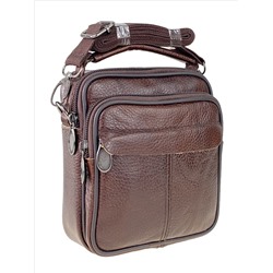 Мужская сумка на пояс из фактурной натуральной кожи, цвет коричневый