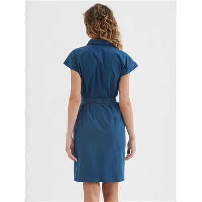 Платье хлопок OD-285-6 сафари с сумкой темно-синий