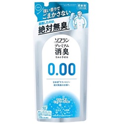 Кондиционер для белья "SOFLAN" (блокирующий восприятие посторонних запахов "Premium Deodorizer Ultra Zero-0.00" - аромат чистоты с нотой кристального мыла) 400 мл, мягкая упаковка