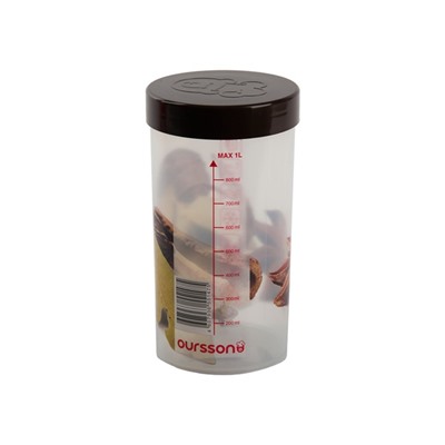 Ёмкость для хранения Oursson 1 л, 9,5 × 9,5 × 18 см, тёмный орех