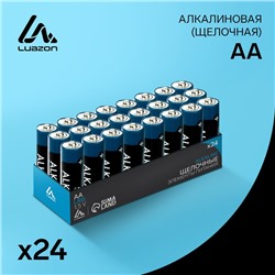 Батарейка алкалиновая (щелочная) Luazon, AA, LR6, набор 24 шт