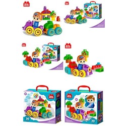 Конструктор Baby Blocks 30 дет. Веселый паровозик (+фигурка, пластик, в коробке, от 3 лет) 03908, (ООО "Десятое королевство")