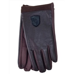 Мужские перчатки комбинированные, цвет шоколад