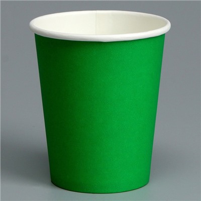 Стакан бумажный, однотонный, цвет зелёный, 250 мл, 50 шт.