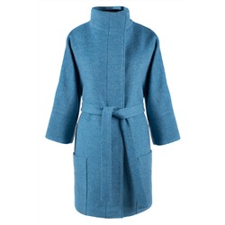 01-5679 Пальто женское демисезонное (пояс) шерсть голубой