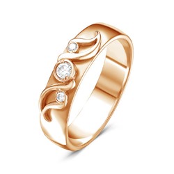 Позолоченное обручальное кольцо с бесцветными фианитами - 573 - п