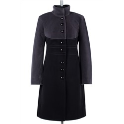 02-1651 Пальто женское утепленное Кашемир черный с серым