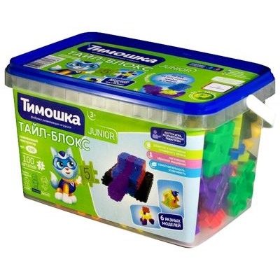 Конструктор Тимошка JUNIOR 100 дет. Тайл-Блокс (в контейнере, от 3 лет) 080, (ТД Алтай)