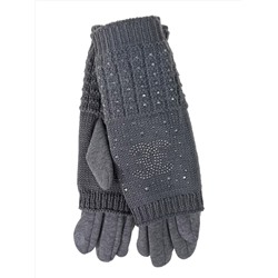 Женские текстильные перчатки с шерстяными митенками, цвет серый