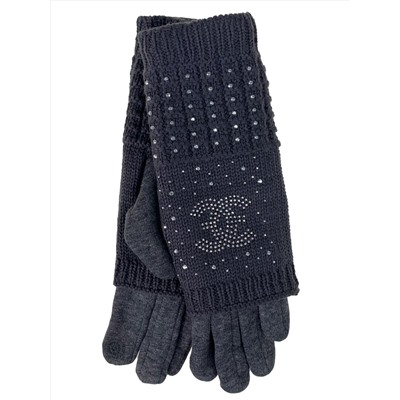 Женские текстильные перчатки с шерстяными митенками, цвет графит
