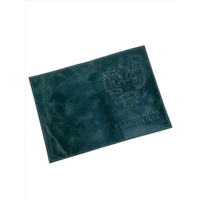 Обложка на паспорт из натуральной кожи, цвет зеленый